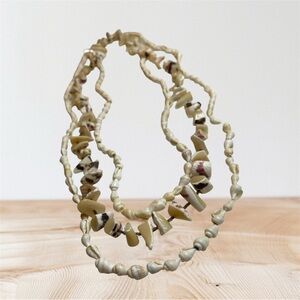 Elegant Cream and Brown Necklace Boho multi-strand shell